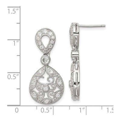 Sterling Silver CZ Antique Style Dangle Earrings – view 5