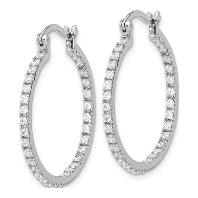 Sterling Silver 33mm CZ Inside-Out Hoop Earrings – view 3