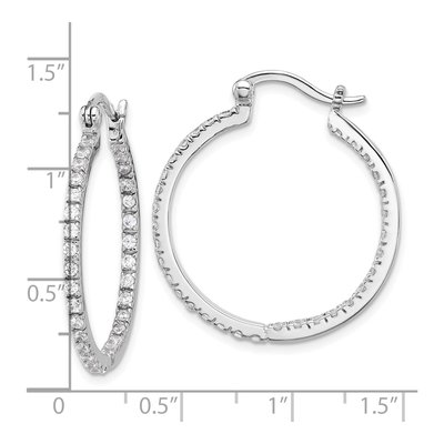 Sterling Silver 33mm CZ Inside-Out Hoop Earrings – view 5