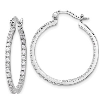Sterling Silver 33mm CZ Inside-Out Hoop Earrings