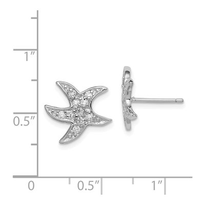 Sterling Silver CZ Starfish Stud Earrings – view 5