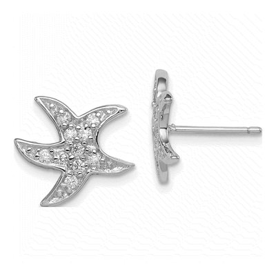 Sterling Silver CZ Starfish Stud Earrings