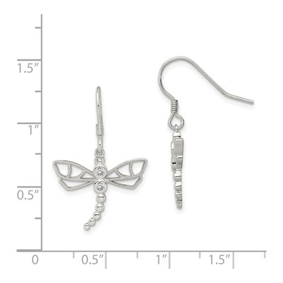 Sterling Silver CZ Dragonfly Dangle Earrings – view 5