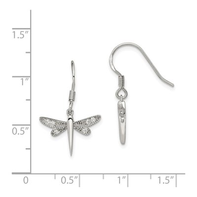 Sterling Silver CZ Dragonfly Dangle Earrings – view 5