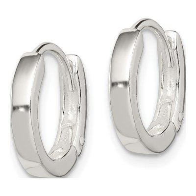 Sterling Silver 13mm Round Huggie Hoop Earrings – view 3