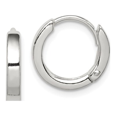 Sterling Silver 13mm Round Huggie Hoop Earrings