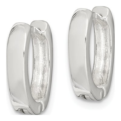 Sterling Silver 12mm Oval Huggie Hoop Earrings – view 3