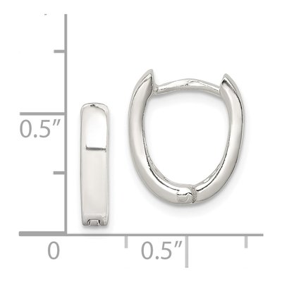 Sterling Silver 12mm Oval Huggie Hoop Earrings – view 5