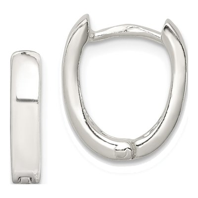Sterling Silver 12mm Oval Huggie Hoop Earrings