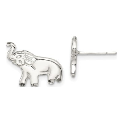 Sterling Silver Elephant Stud Earrings