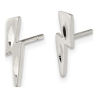 Sterling Silver Lightning Bolt Stud Earrings – view 3