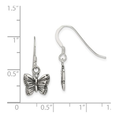 Sterling Silver Antiqued Butterfly Dangle Earrings – view 5