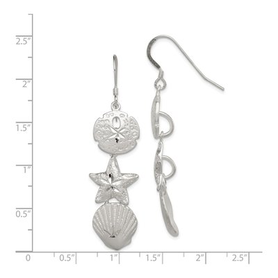 Sterling Silver Sand Dollar Starfish Shell Dangle Earrings – view 5