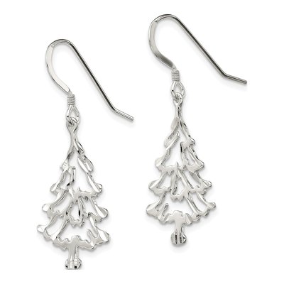 Sterling Silver Christmas Tree Dangle Earrings – view 3