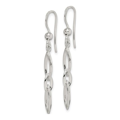 Sterling Silver Marquise Link Dangle Earrings – view 3