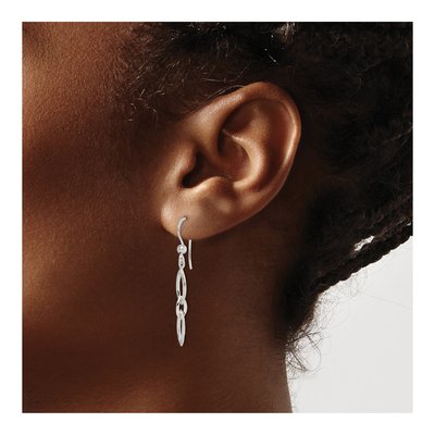 Sterling Silver Marquise Link Dangle Earrings – view 4