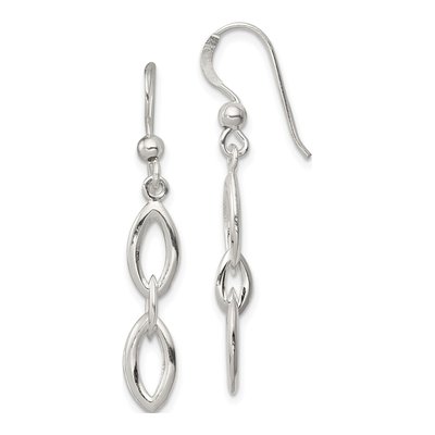 Sterling Silver Marquise Link Dangle Earrings