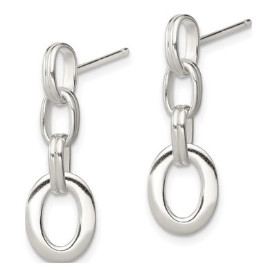 Sterling Silver Oval Link Dangle Earrings – view 3