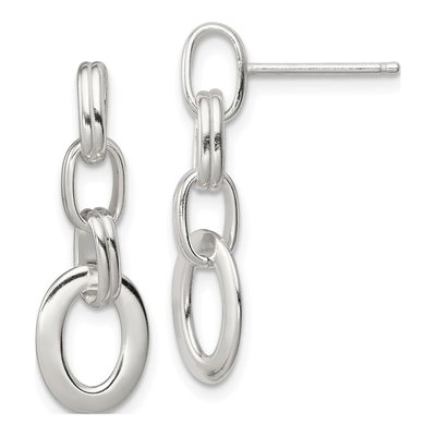 Sterling Silver Oval Link Dangle Earrings