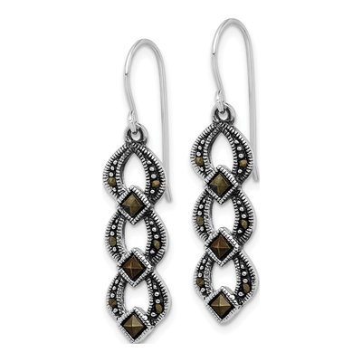 Sterling Silver Marcasite Dangle Earrings – view 3