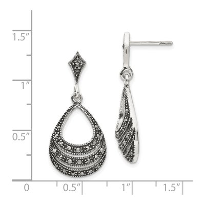 Sterling Silver Marcasite Teardrop Chandelier Earrings – view 5
