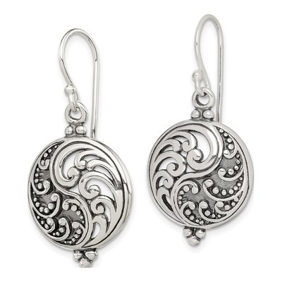Sterling Silver Yin Yang Filigree Dangle Earrings – view 3