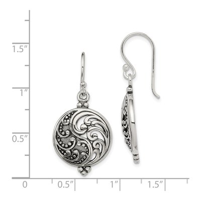 Sterling Silver Yin Yang Filigree Dangle Earrings – view 5
