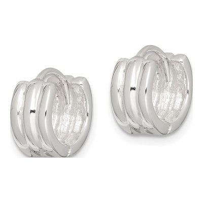 Sterling Silver 10mm Striped Huggie Hoop Earrings – view 3