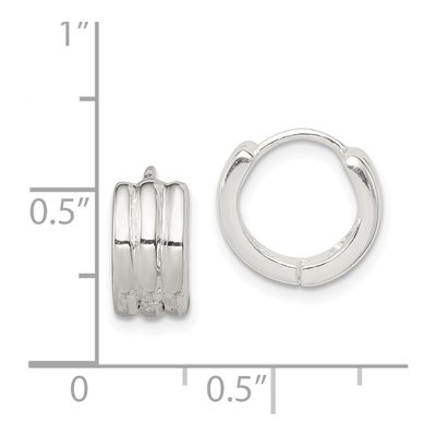 Sterling Silver 10mm Striped Huggie Hoop Earrings – view 5