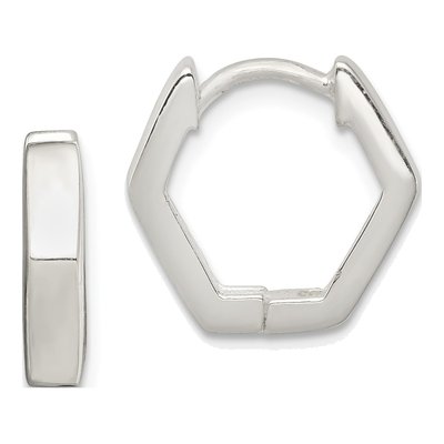 Sterling Silver 14mm Striped Huggie Hoop Earrings
