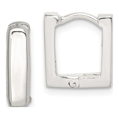 Sterling Silver 12mm Square Huggie Hoop Earrings