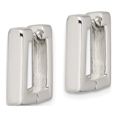 Sterling Silver 14mm Square Huggie Hoop Earrings – view 3