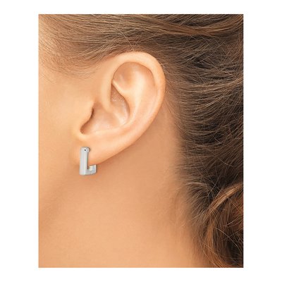 Sterling Silver 14mm Square Huggie Hoop Earrings – view 4