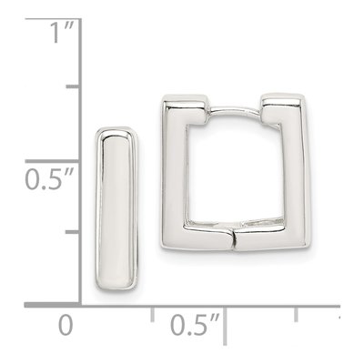 Sterling Silver 14mm Square Huggie Hoop Earrings – view 5