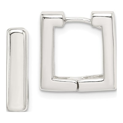Sterling Silver 14mm Square Huggie Hoop Earrings