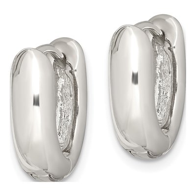 Sterling Silver 14mm Oval Huggie Hoop Earrings – view 3