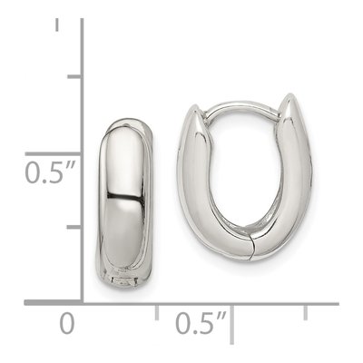 Sterling Silver 14mm Oval Huggie Hoop Earrings – view 5