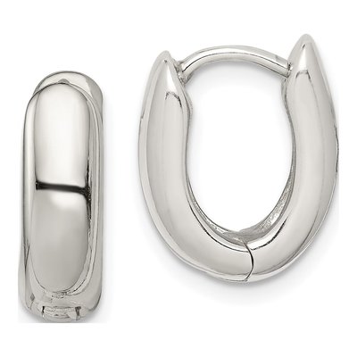 Sterling Silver 14mm Oval Huggie Hoop Earrings