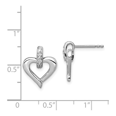 Sterling Silver Diamond Heart Dangle Earrings – view 5