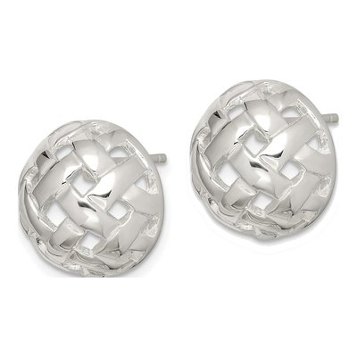 Sterling Silver Fancy Button Stud Earrings – view 3