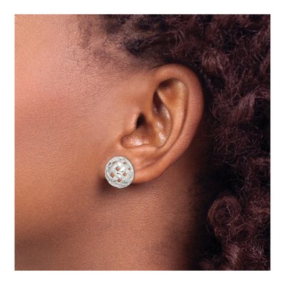Sterling Silver Fancy Button Stud Earrings – view 4