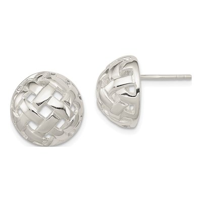 Sterling Silver Fancy Button Stud Earrings