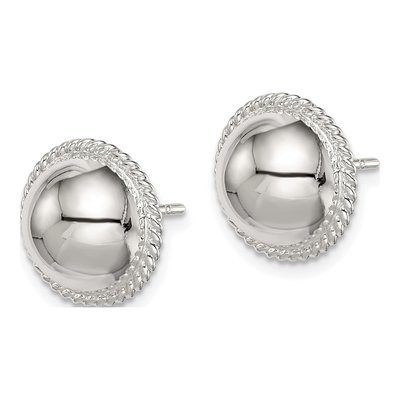 Sterling Silver Button Stud Earrings – view 3