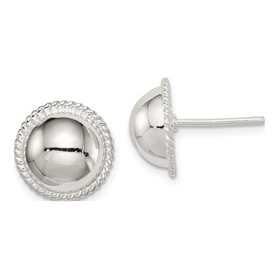 Sterling Silver Button Stud Earrings