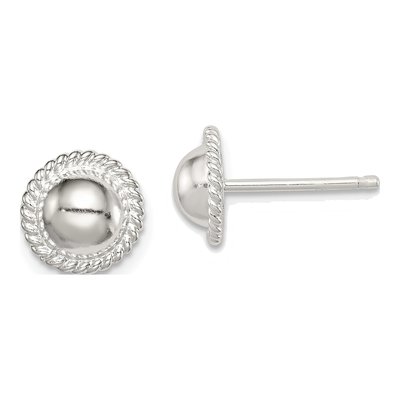 Sterling Silver Button Stud Earrings