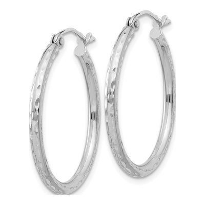 Sterling Silver 27mm Diamond-Cut Hoop Earrings – view 3