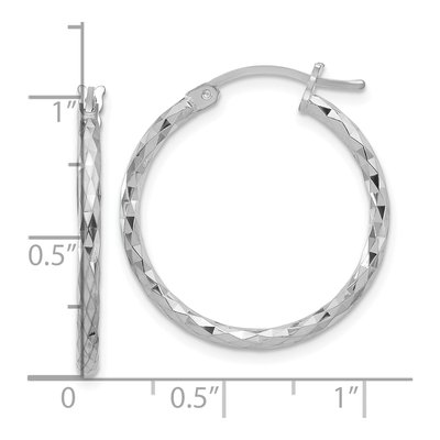 Sterling Silver 27mm Diamond-Cut Hoop Earrings – view 5