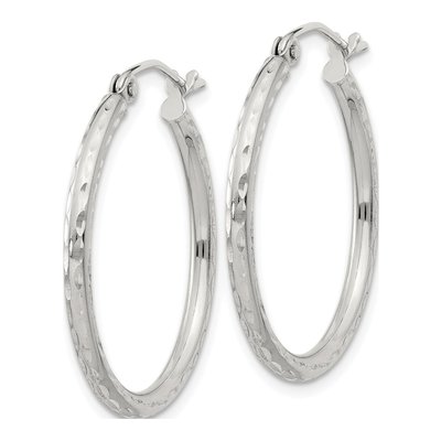 Sterling Silver 27mm Diamond-Cut Hoop Earrings – view 3