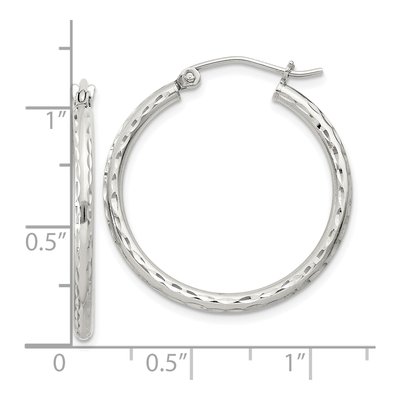 Sterling Silver 27mm Diamond-Cut Hoop Earrings – view 5