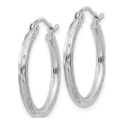 Sterling Silver 22mm Diamond-Cut Hoop Earrings – view 3
